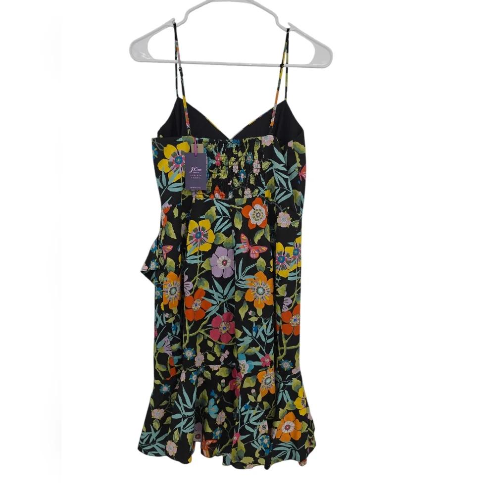 New J.Crew Ruffle dress in Liberty Pavilion black‎ floral 6